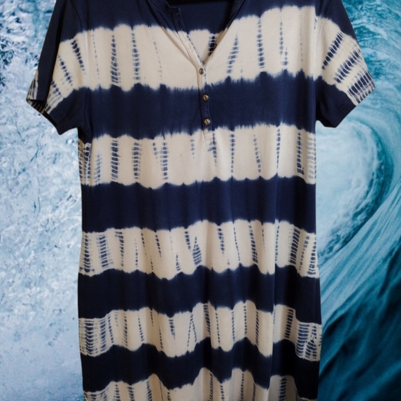 American Living Blue and White Tie Dye Dress - Picture 7 of 7